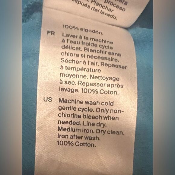 COS Top Size XL-L Blue 100% Cotton Short Sleeve - Picture 7 of 7